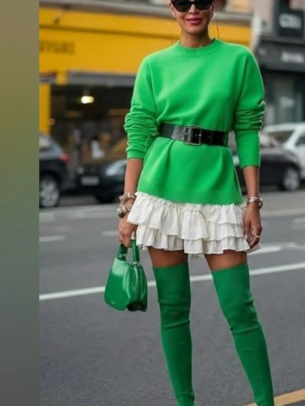 Flirty Kelly Green Over-the-Knee Stretch Sock Boots